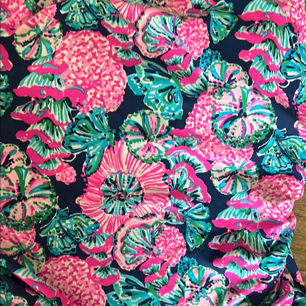 Lilly Pulitzer Pink and Blue One-Shoulder One Piece Swimsuit - Picture 2 of 6